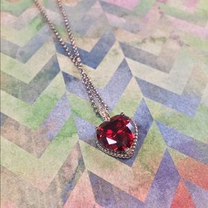 Red Rhinestone Heart Fashion Necklace